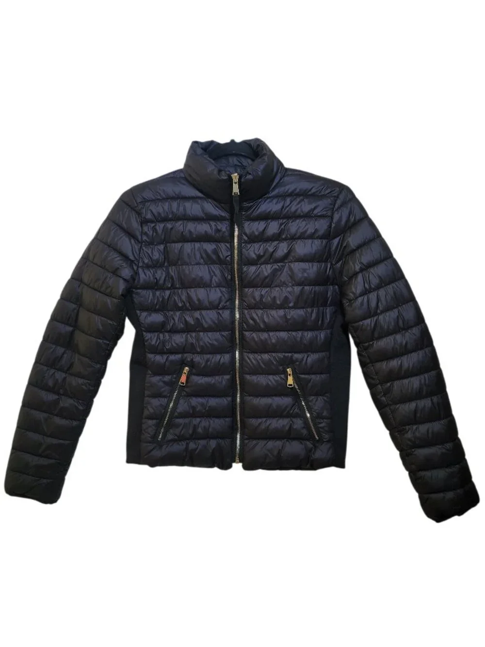 Love Tree Womens Quilted Puffer Jacket Full Zip Black Medium Streetwear